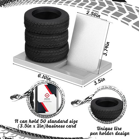 Eersida Tire Shape Stationery Set Car Sales Gift Business Card Holder Automotive Desk Organizer Business Card Holder Desk for Office Mechanics Car Lovers(Black,7.5 Inch) in Saudi Arabia