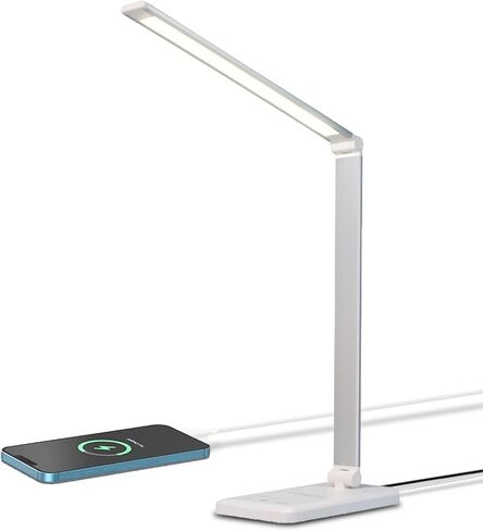 LQWELL® LED Desk Lamp Dimmable Metal Material, 5 Colors and 10 Brightness Levels, Eye-Friendly Bedside Lamp with USB Charging, Touch Control & Memory Function, for Children, Office in Saudi Arabia