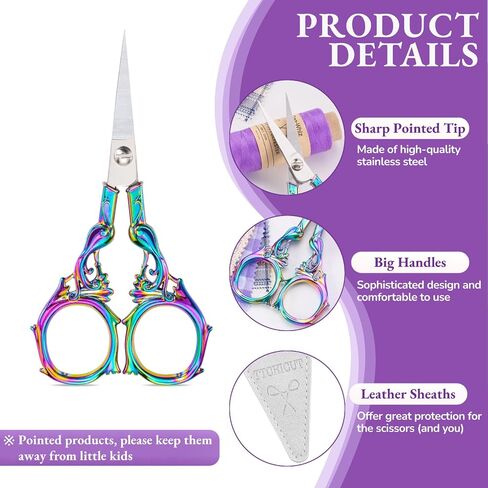 Embroidery&Knitting Scissors Sharp Tip Stainless Steel Scissors for Cross Stitch Cutting Embroidery Sewing Handcraft Craft Art Work DIY Tool(Gold Red) in Saudi Arabia