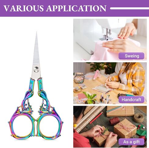 Embroidery&Knitting Scissors Sharp Tip Stainless Steel Scissors for Cross Stitch Cutting Embroidery Sewing Handcraft Craft Art Work DIY Tool(Gold Red) in Saudi Arabia
