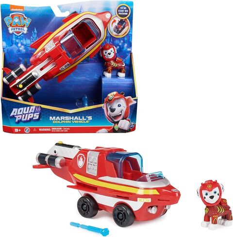 Paw Patrol Aqua Pups Marshall Transforming Dolphin Vehicle with Collectible Action Figure, Kids Toys for Ages 3 and up in Saudi Arabia