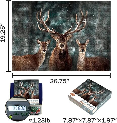 MaxRenard Game 1000 Pieces Jigsaw Puzzle for Adult Animal Toy Noble Deer Family in Saudi Arabia