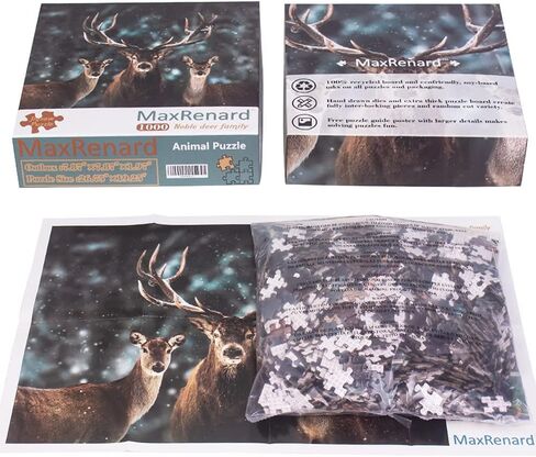 MaxRenard Game 1000 Pieces Jigsaw Puzzle for Adult Animal Toy Noble Deer Family in Saudi Arabia