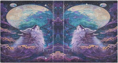 Galaxy Wolf Moon Round Ring Binders 1.5 Inch Space Planet Stars Purple 3 Ring Clipboard Binder for Office School Work Supplies File Folder Document 200 Sheet Capacity Easy Open in Saudi Arabia