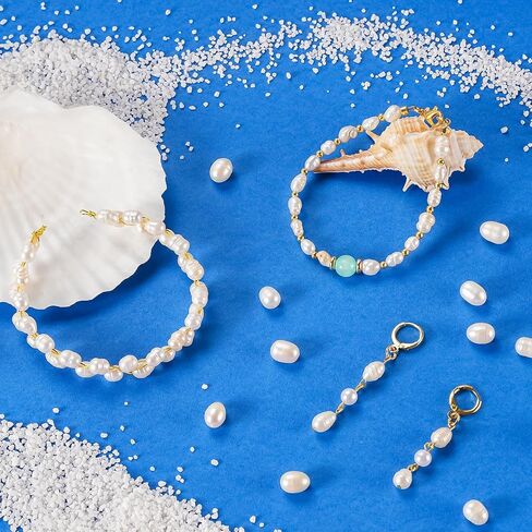 100pcs Natural Freshwater Pearl Beads 5-6mm Rice Oval White Pearls Genuine Real Cultured Pearl Beads for DIY Jewelry Making, Hole: 0.7mm in Saudi Arabia