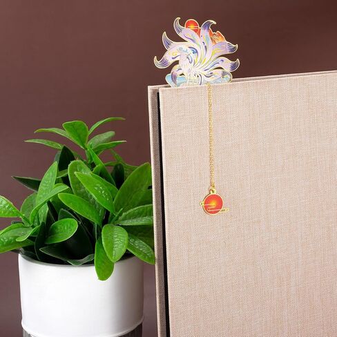 2 PCS Anime Bookmarks, Kitsune Cool Bookmarks, Cute Metal Funny Unique Fox Bookmark Book Lovers Tracker for Teacher Student Women Mother's Day Christmas New Year Birthday Gift in Kuwait