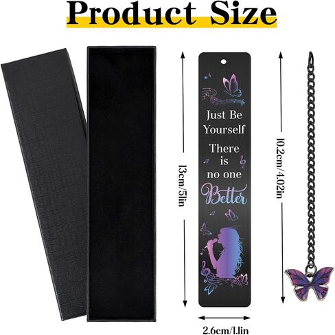Inspirational Music Bookmark Gifts - Just Be Yourself There is No One Better Cute Bookmarks Unique Purple Butterfly Aesthetic Page Markers for Reading Women Girls Book Lovers Singer Fans in Kuwait