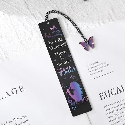 Inspirational Music Bookmark Gifts - Just Be Yourself There is No One Better Cute Bookmarks Unique Purple Butterfly Aesthetic Page Markers for Reading Women Girls Book Lovers Singer Fans in Kuwait