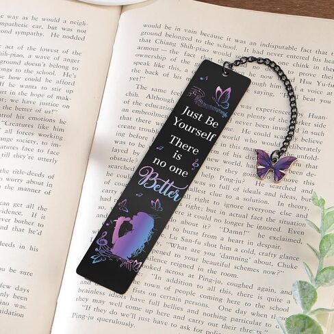 Inspirational Music Bookmark Gifts - Just Be Yourself There is No One Better Cute Bookmarks Unique Purple Butterfly Aesthetic Page Markers for Reading Women Girls Book Lovers Singer Fans in Kuwait