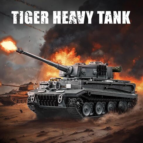 1:28 لبنات بناء دبابات ثقيلة Tiger تم تعيينها للبالغين ، متوافقة مع مركبة LEGO العسكرية ، و WW2 Army Tank Toys Model للمعجبين العسكريين ، وهدايا للمراهقين الأولاد 8-14 (1668 PCS) in Kuwait
