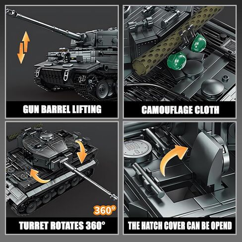 1:28 لبنات بناء دبابات ثقيلة Tiger تم تعيينها للبالغين ، متوافقة مع مركبة LEGO العسكرية ، و WW2 Army Tank Toys Model للمعجبين العسكريين ، وهدايا للمراهقين الأولاد 8-14 (1668 PCS) in Kuwait