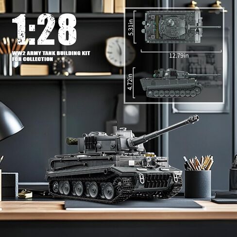 1:28 لبنات بناء دبابات ثقيلة Tiger تم تعيينها للبالغين ، متوافقة مع مركبة LEGO العسكرية ، و WW2 Army Tank Toys Model للمعجبين العسكريين ، وهدايا للمراهقين الأولاد 8-14 (1668 PCS) in Kuwait