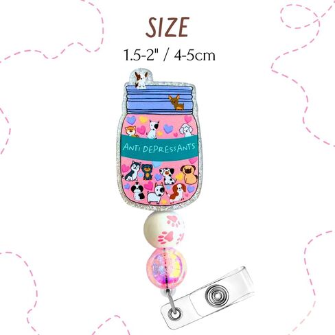 Antidepressants Single Badge Reel – Cute Design for Dog Moms, Retractable Clip for Nurses, Medical Staff, Hospitals, Clinics, and Work Accessories, Perfect Mental Health Awareness and Nurse Gift in Saudi Arabia