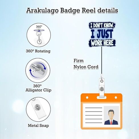 Funny Badge Reel Retractable Nurse Nursing I Don't Know I Just Work Here Badge Holder with ID Clip Accessories RN CNA Name Badge Clip Glitter Purple Acrylic Badge Reels Medical ID Card G1lf in Saudi Arabia