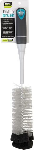 Smart Design Bottle Brush - Comfort Non-Slip Grip Handles - Non-Scratch - Odor Resistant - Dishwasher Safe - for Cleaning Water Bottles, Baby Bottles & Glassware (14" Long) [Gray & Sunset Orange] in Saudi Arabia