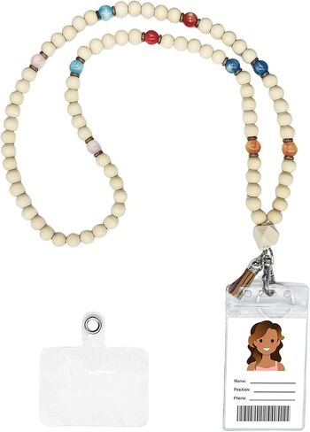 Lanyard for ID Badges and Keys - Wood Beaded Lanyards, Fashinable Holder, Necklace Chain Nurse Accessories Work Jewelry Keychain for Women, Super Soft & Comfortable, Teacher Gift (Macaron) in Kuwait