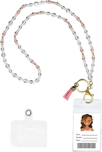 Lanyard for ID Badges and Keys - Wood Beaded Lanyards, Fashinable Holder, Necklace Chain Nurse Accessories Work Jewelry Keychain for Women, Super Soft & Comfortable, Teacher Gift (Macaron) in Kuwait