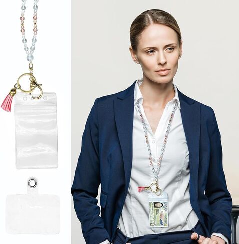 Lanyard for ID Badges and Keys - Wood Beaded Lanyards, Fashinable Holder, Necklace Chain Nurse Accessories Work Jewelry Keychain for Women, Super Soft & Comfortable, Teacher Gift (Macaron) in Kuwait