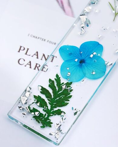 بنتا أنجيل راتنجات الزهرة المجففة مرجعية يدويًا علامات صفحة زهرية مضغوطة يدويًا مع هدية حريرية للقراءة للنساء للبالغين ، عيد الحب عيد الميلاد (بحيرة الأزرق) in Saudi Arabia