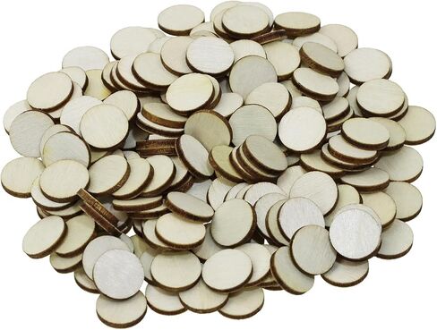 Shapenty Unfinished Wooden Round Confetti Blank Wood Slices Circles Discs DIY Craft Cutout Pieces for Wedding Table Scatter Decor Valentine Christmas Ornaments Party Embellishment, 200PCS (10mm) in Saudi Arabia