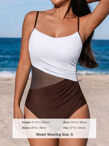 CUPSHE Women's One Piece Swimsuit Bathing Suit Scoop Neck Cutout Back Hook Color Block Mesh Swimwear in Saudi Arabia