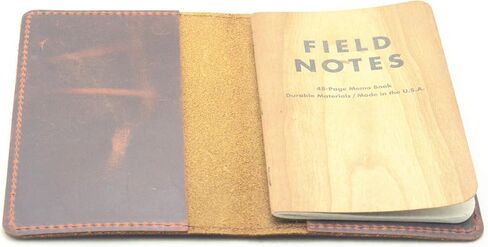 JJNUSA Handmade Vintage Genuine Leather Slim Leather Journal Cover for 3.5" X 5.5" Field Notes Moleskine Cahier Cover Travel Notebooks Wallets for Men Women (Darkbrown) in Kuwait