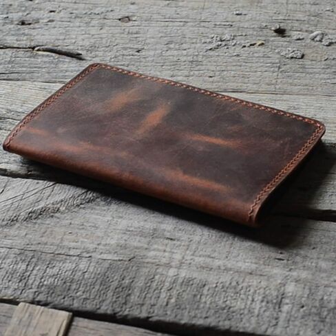 JJNUSA Handmade Vintage Genuine Leather Slim Leather Journal Cover for 3.5" X 5.5" Field Notes Moleskine Cahier Cover Travel Notebooks Wallets for Men Women (Darkbrown) in Kuwait