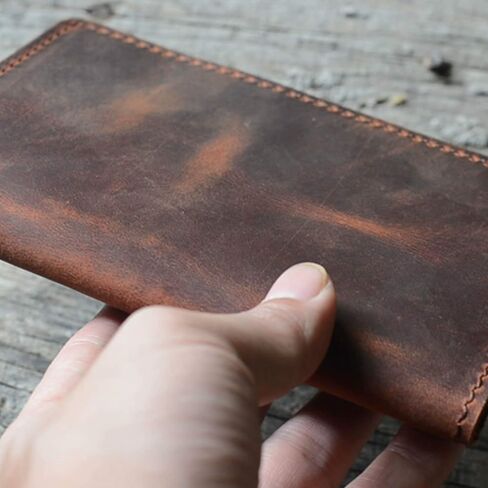 JJNUSA Handmade Vintage Genuine Leather Slim Leather Journal Cover for 3.5" X 5.5" Field Notes Moleskine Cahier Cover Travel Notebooks Wallets for Men Women (Darkbrown) in Kuwait