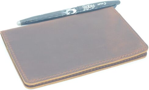 JJNUSA Handmade Vintage Genuine Leather Slim Leather Journal Cover for 3.5" X 5.5" Field Notes Moleskine Cahier Cover Travel Notebooks Wallets for Men Women (Darkbrown) in Kuwait