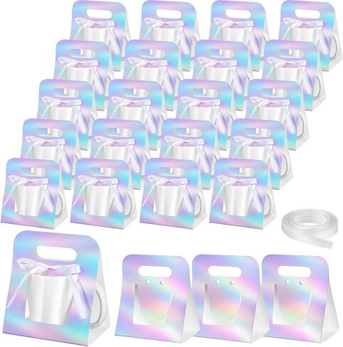 24 Pack Mug Boxes for Gifts 11 oz Coffee Mug Gift Boxes with 1 Roll Ribbon Sublimation Cups Packaging Bags for Sublimation Coffee Cups Blanks Wrapping(White) in Kuwait