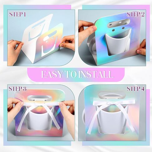 24 Pack Mug Boxes for Gifts 11 oz Coffee Mug Gift Boxes with 1 Roll Ribbon Sublimation Cups Packaging Bags for Sublimation Coffee Cups Blanks Wrapping(White) in Kuwait