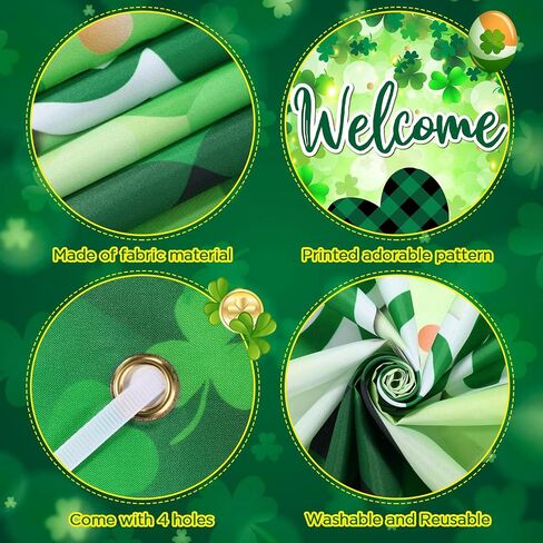 St Patrick's Day Door Cover Decorations Welcome St. Patrick's Day Hat Door Banner Green Shamrock Porch Sign Banner Saint Patricks Day Front Door Banner for St. Patricks Day Holiday Party Supplies in Saudi Arabia