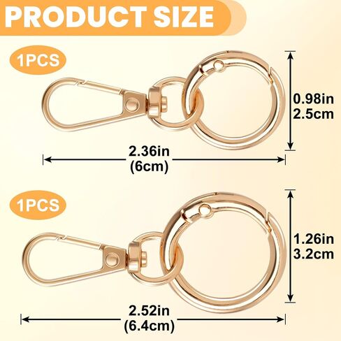 2 PCS CLASP CLASP CLAP ، 0.98 × 2.36 بوصة مشبكات جراد البحر المعدنية ، مشبك دوار مع حلقات رئيسية لصنع سلسلة المفاتيح ، الحرف اليدوية - الذهب ، الفضة in Saudi Arabia