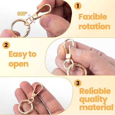 2 PCS CLASP CLASP CLAP ، 0.98 × 2.36 بوصة مشبكات جراد البحر المعدنية ، مشبك دوار مع حلقات رئيسية لصنع سلسلة المفاتيح ، الحرف اليدوية - الذهب ، الفضة in Saudi Arabia
