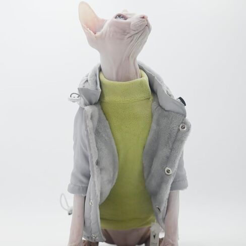 Winter Warm Thickness Windproof Cat Jacket Cat Clothes for Sphynx Cats, Devon Rex Cats, Cornish Cats, Small Cats and Dogs (Medium) in Kuwait