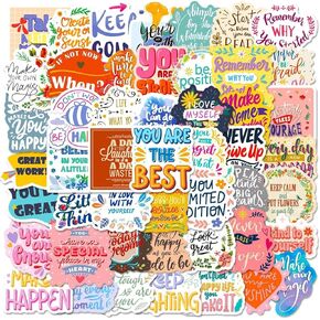 Inspirational Phrase Stickers - 50pcs Affirmation Motivational Stickers for Teens Adults, Waterproof Decals for Water Bottle, Laptop, Journal, Scrapbook, Skateboard, Party Favors