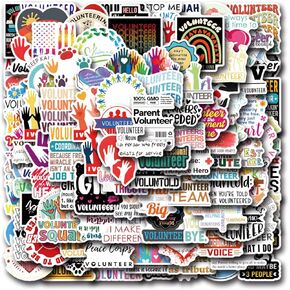 123pcs Volunteer Appreciation Stickers for Children, Girls, Boys, Teen, Adult Water Bottles, Laptops, Suitcases, Birthday Party, Kawaii Motivational Lnspirational Quotes Cute Sticker