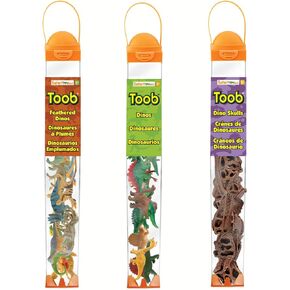 Safari Ltd. Dinosaurs Toobs 3-Pack Bundle - Mini Figurines of Dinosaurs, Feathered Dinosaurs & Dinosaur Skulls - Fun Educational Play Toys for Boys, Girls & Kids Ages 3+