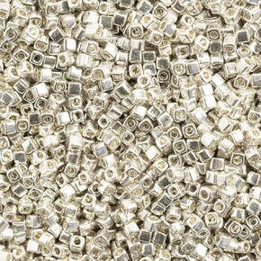 Miyuki Square/Cube Beads 1.8mm Silver Galvanized APX 20 Gram Vial Japanese Glass Beads