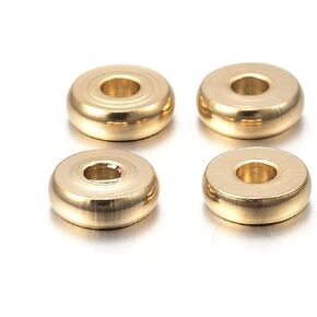 Fashewelry 200pcs Gold Tiny Rondelle Donut Beads 6mm Stains Stains Steel Coated Seachless Round Round Beads for Jewelry Craft Making Hole: 1.8mm: