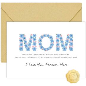Mothers Day Card from Son or Daughter, Happy Birthday Card for Mom, Love Mom Gifts