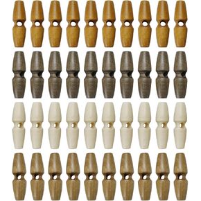40pcs أزرار قرن المعطف الخشبي أزرار تبديل الخياطة 1 أزرار خياطة ثقب للملابس ، 1.57 بوصة (أربعة ألوان)