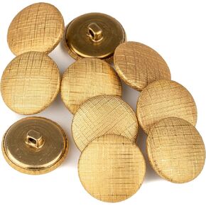 Mibo Buttons & Accessories 10pcs Metal Shank Buttons 36L(22mm) with Crosshatch Weave Style Texture - Matte Gold