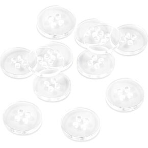 50 PCS أزرار واضحة لخياطة 0.45 "(11 مم) 4 ثقب 18L أزرار بلاستيكية مستديرة شفافة بديل للخياطة بديلة للزجاج