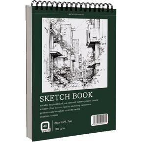 8.3" x 11.7" Sketch Book Drawing pad Sketchbook for Drawing Top Spiral Bound,1-Pack 40 Sheets (68lb/100gsm), Acid Free Artist Drawing (8.3"x11.7"B)