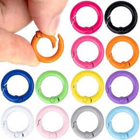 Customylife 24pcs زنبرك ملون أو حلقات ، مقاطع كرابر جولة معدنية 24 ملم ، ملحقات DIY المشبعة المسبقة للمفاتيح المحفظة. in Kuwait