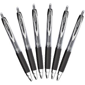 Uni-Ball Signo 207 Retractable Gel Pen, 1.0mm Bold Point, Black, Pack of 6