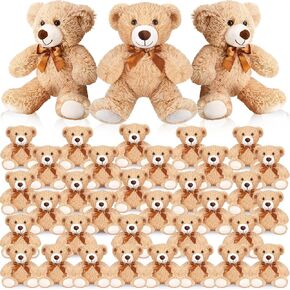 HyDren 36 Pcs 14 Inches Stuffed Bears Animals Plush Toys Bulk Soft Cute Small Shaggy Bear for Baby Shower Birthday Gifts Wedding Party Favor Decoration(Light Brown, Dark Brown, White)