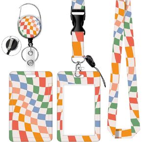 Lanyards for Id Badges,Id Card Holders for Badges with Breakaway Lanyard, Card Protector with Badge Reel Retractable Heavy Duty, Women Teacher Doctor Office(Cute Pink Strawberry)