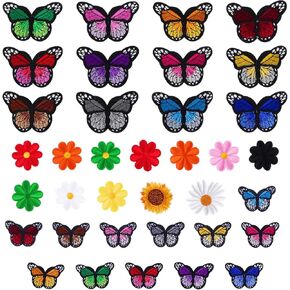 40Pcs Embroidered Iron On Patches, DIY Sew Applique Repair Patch Iron on/Sew on Patches for Clothes, Dress, Hat, Jeans, DIY Accessories (Leaves Set)